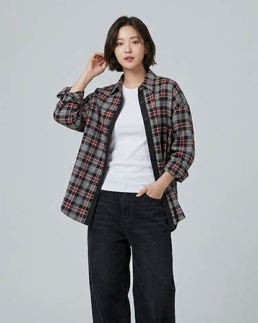 Classic Monochrome Check Oversized Button-Up Shirt