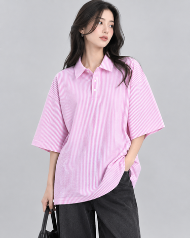 Pink Riviera Oversized Polo Shirt
