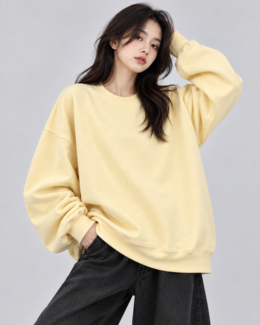 Basic Oversized Fit Sweatshirt Butter Yellow