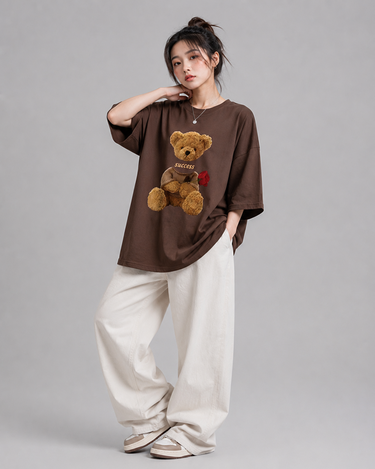 Bear Success Graphic Drop Shoulder Oversized T-shirt
