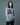 Henley Style R Athletic Long Sleeve Oversized Tee Blue