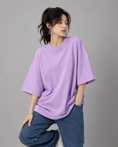 Womens Basic Oversized Drop Shoulder Tee Lavender