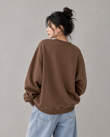 Premium Basic Oversized Fit Sweatshirt Brown