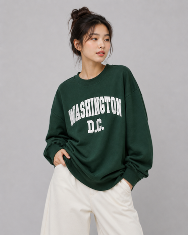 Washington D.C. Embroidered Sweatshirt Forest Green