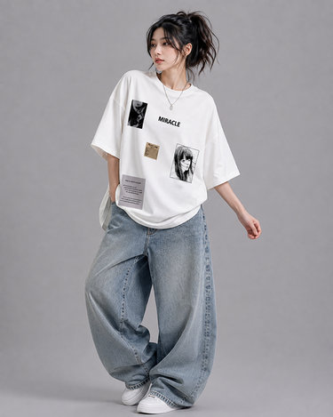 Music Is Life Graphic Drop Shoulder Oversized T-shirt