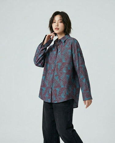 Teal Prism Oversized Button-Up Shirt