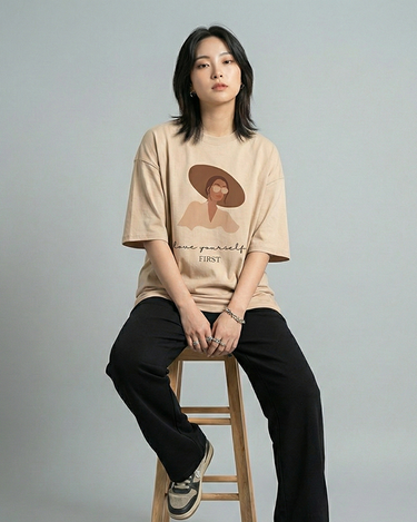 Love Yourself Graphic Drop Shoulder Oversized Tee