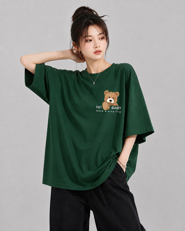 Baby Bear Graphic Drop Shoulder Oversized Tee