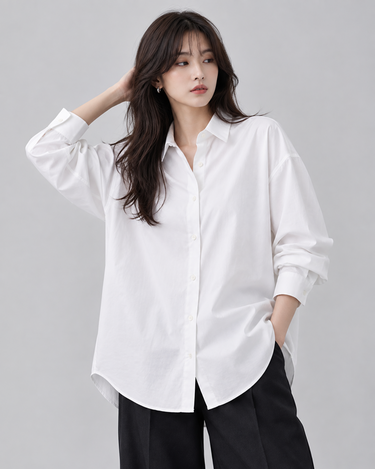 Women's Oversized White Button-Up Shirt