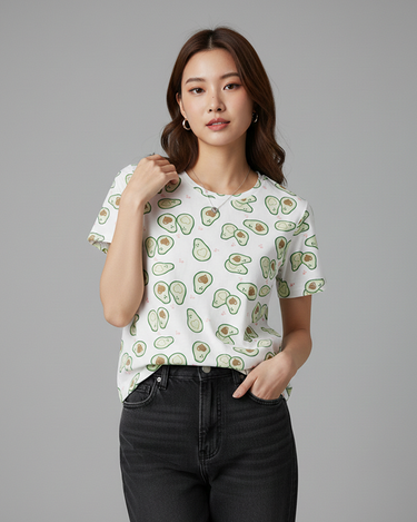 Avocado Crew Neck Short Sleeve All over Graphic Tee