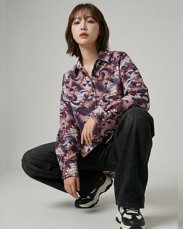Midnight Illusion Oversized Button-Up Shirt