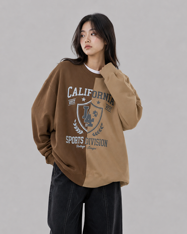 California Spliced Sweatshirt Brown&Beige Split