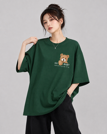 Baby Bear Graphic Drop Shoulder Oversized Tee