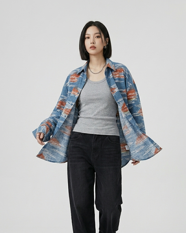 Mountain Drift Oversized Button-Up Shirt