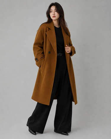 Heritage Old Money Oversized Long Coat Brown