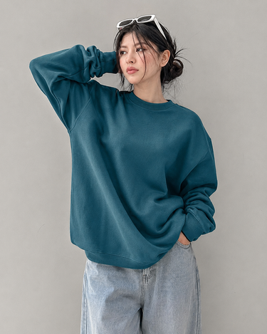 Premium Basic Oversized Fit Sweatshirt Indigo Blue
