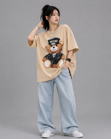 Moschino Bear Graphic Drop Shoulder Oversized T-shirt