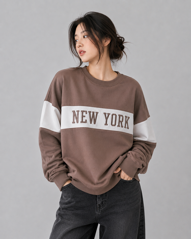 New York Varsity Oversized Embroidered Sweatshirt