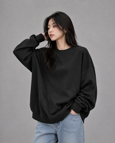 Premium Basic Oversized Fit Sweatshirt Black