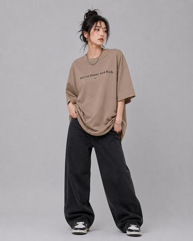 Funny Rich Graphic Drop Shoulder Oversized Tee