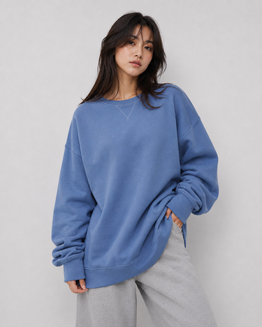 Distressed Blue Oversized Sweatshirt