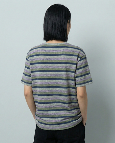 Message Striped Embroidered Patched Oversized Tee