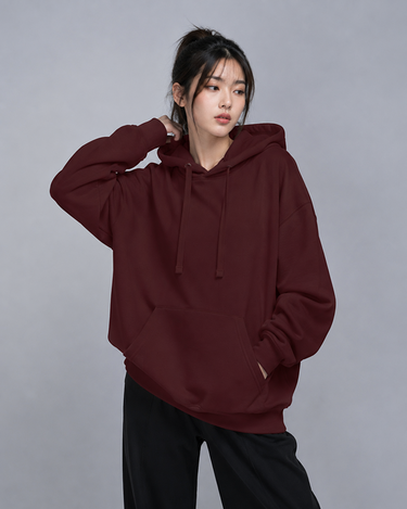 Premium Oversized Fit Pull Over Hood Maroon