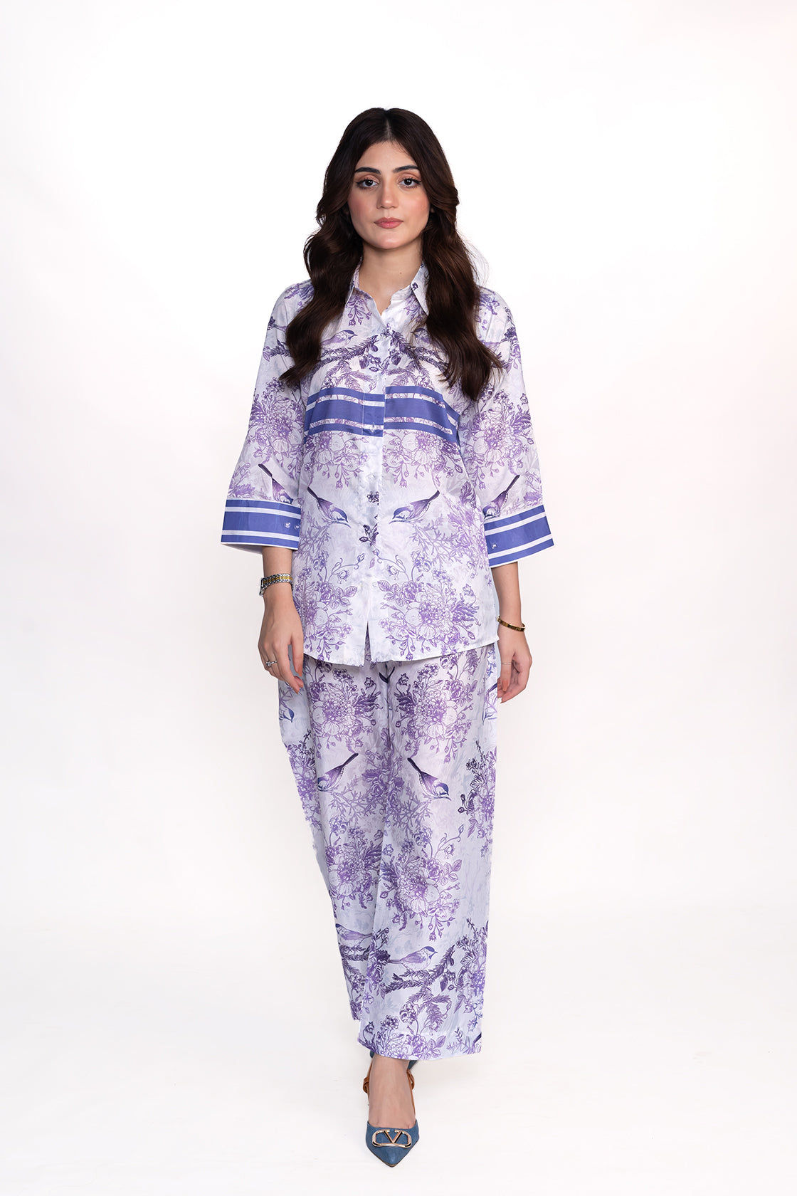 Dior Iris Floral Printed Crepe Lawn Co-Ord Set