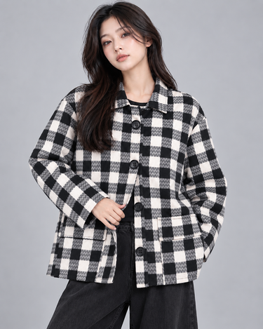 Monaco Check Oversized Coat Jacket