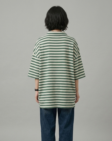 Classic Boardwalk Stripe Oversized Collared Tee