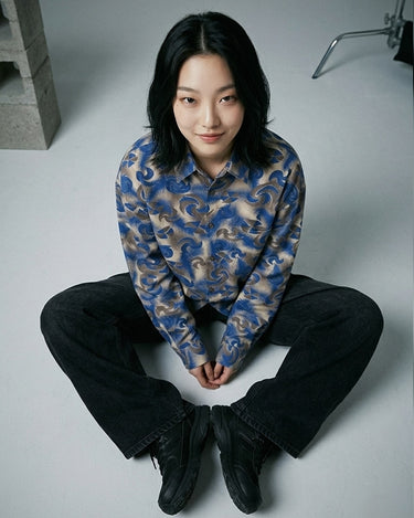 Sonic Wave Oversized Button-Up Shirt