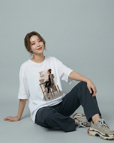 Weekend Booked Girl Graphic Drop Shoulder Oversized Tee