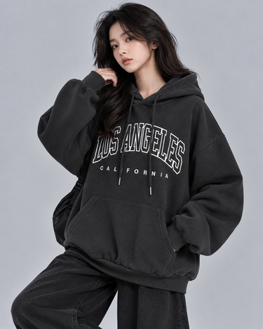 Los Angles Graphic Oversized Hood Dark Grey