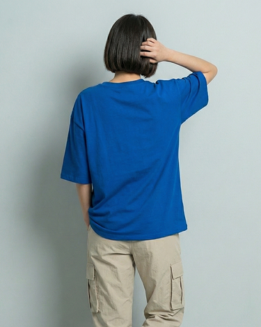 Disney Mickey Graphic Vneck Drop Shoulder Oversized Tee Blue