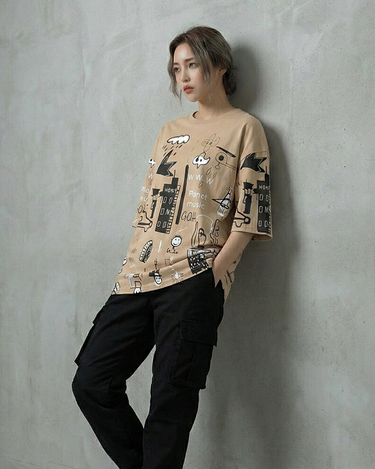 Planet Music City Graphic Drop Shoulder Oversized Tee