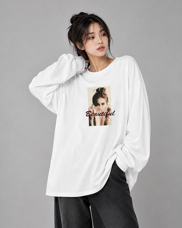 Beautiful Graphic Long Sleeve Oversized Tee