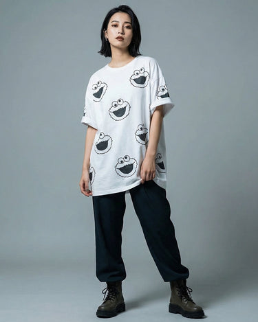 Cookie Monster Graphic Drop Shoulder oversized Tee