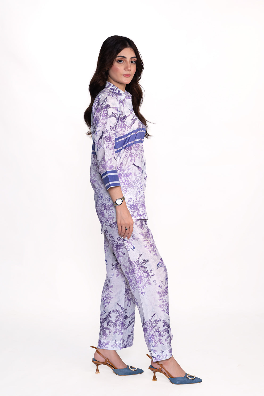 Dior Iris Floral Printed Crepe Lawn Co-Ord Set