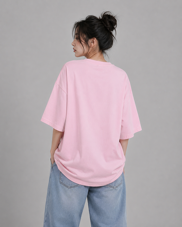 Powerpuff Girls Graphic Drop Shoulder Oversized Tee Pink