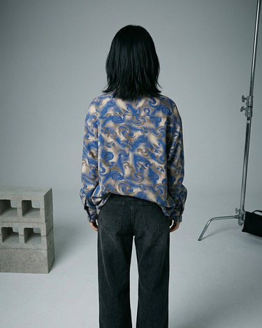 Sonic Wave Oversized Button-Up Shirt