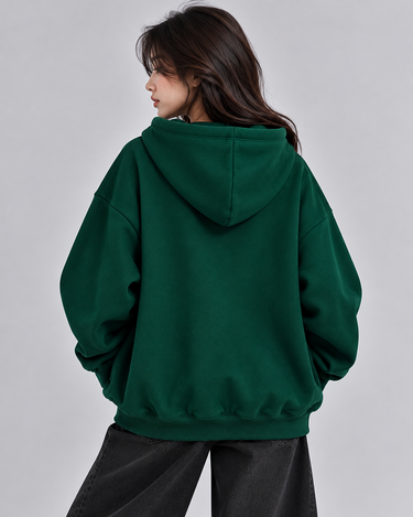 Brooklyn Graphic Oversized Pullover Hood Dark Green