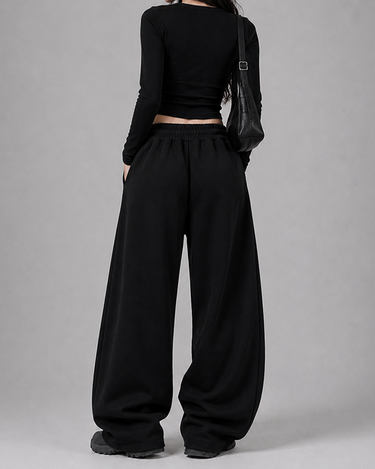 Drift Wide Leg Fleece Trouser Black