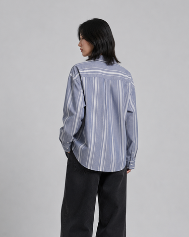 Blue Haze Striped Oversized Button-Up Shirt