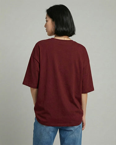 California Graphic Drop Shoulder Oversized Tee Mahroon