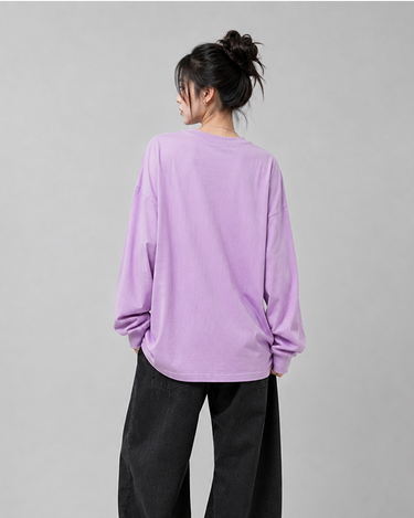 Labubu Graphic Long Sleeve Oversized Tee Lavender