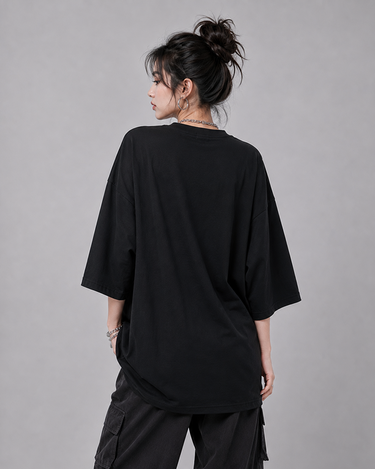 Shut Up Slogan Graphic Drop Shoulder Oversized Tee
