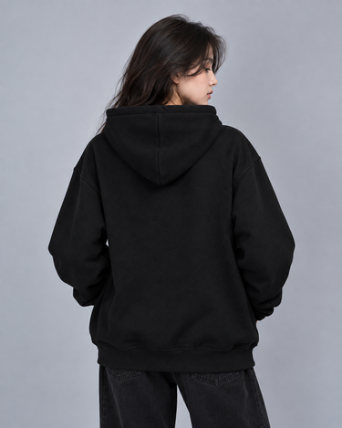 Moschino Bear Embroidered Patched Oversized Hood Black