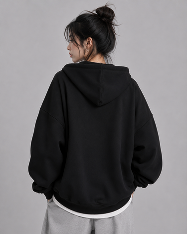 Classic Black Pull Over Zipper Hood