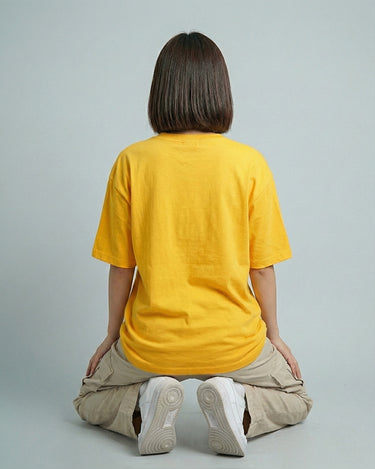 Courage Dog Graphic Vneck Drop Shoulder Oversized Tee Yellow