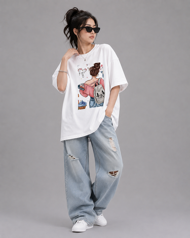 Dream Girl Vaccy Graphic Drop Shoulder Oversized T-shirt